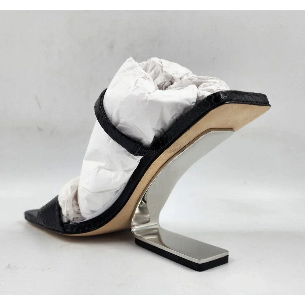 Cult Gaia Rene Cantilevered Sandals Women's 38.5 Black Iron Heel + - Picture 5 of 15